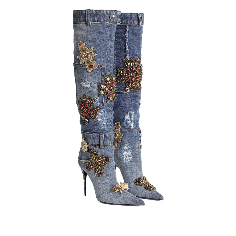 Distressed Denim Sandal