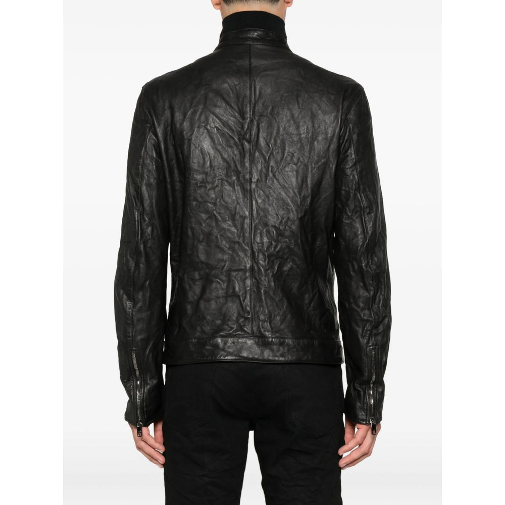 Sleek Stand Collar Lambskin Jacket