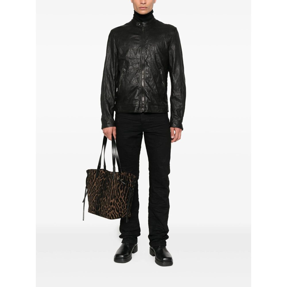 Sleek Stand Collar Lambskin Jacket