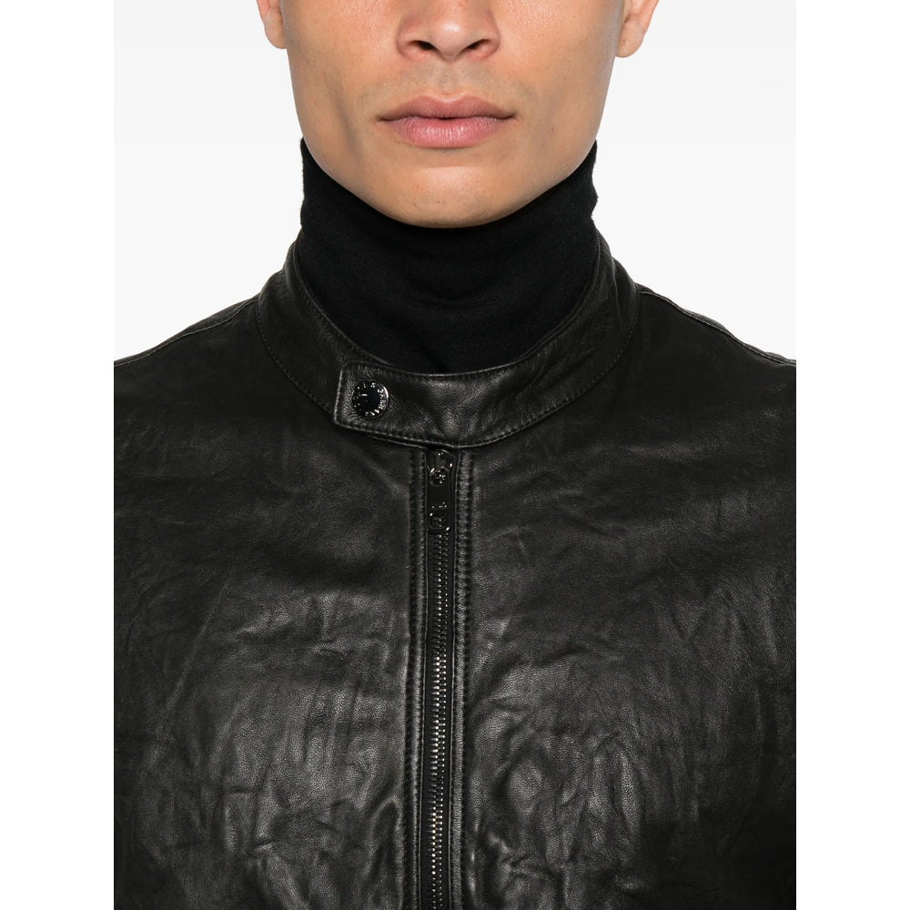 Sleek Stand Collar Lambskin Jacket