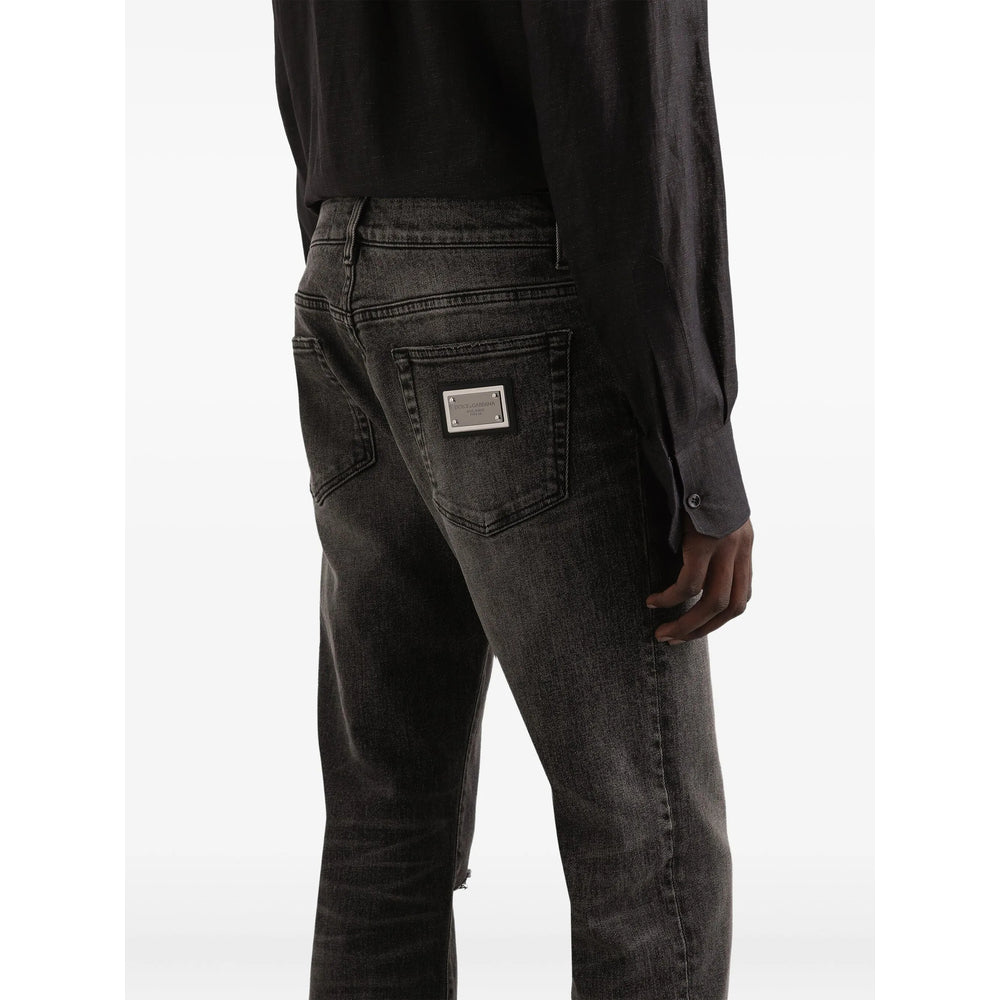Distressed Grey Rugged Jeans
