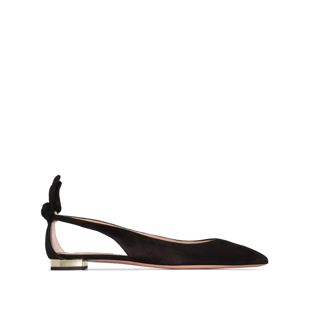 Metallic Bow Suede Pumps