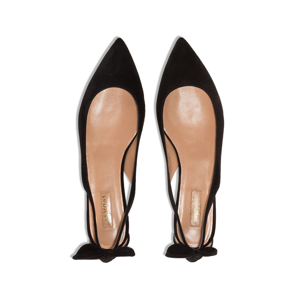 Metallic Bow Suede Pumps