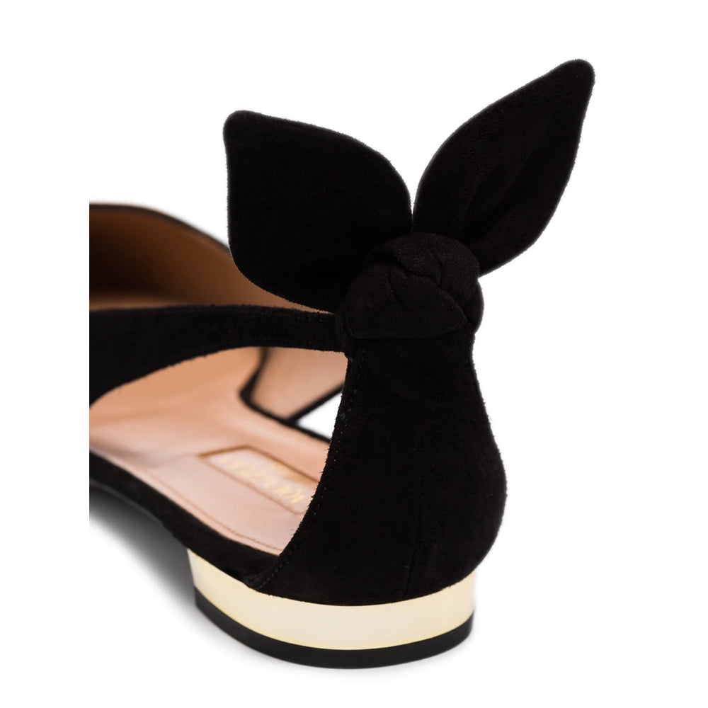 Metallic Bow Suede Pumps
