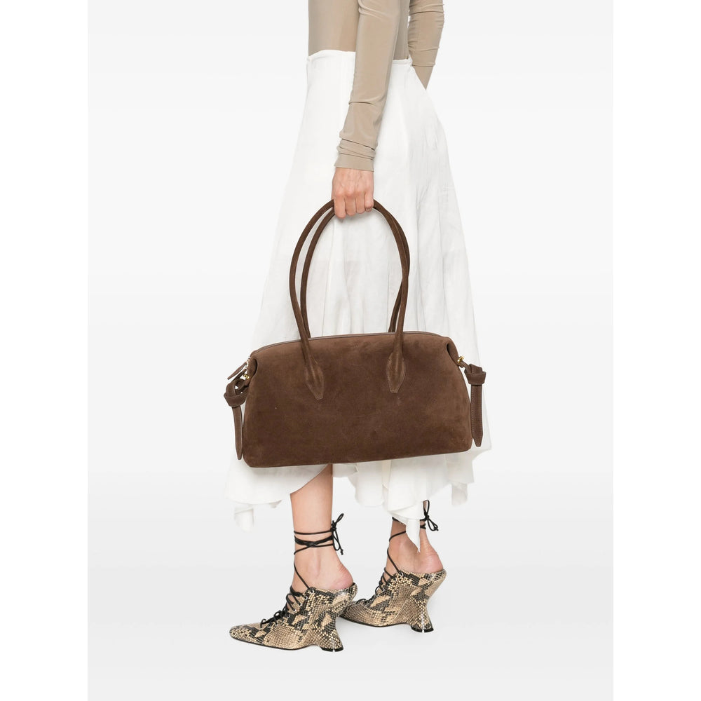 Brown Suede Knotted Tote
