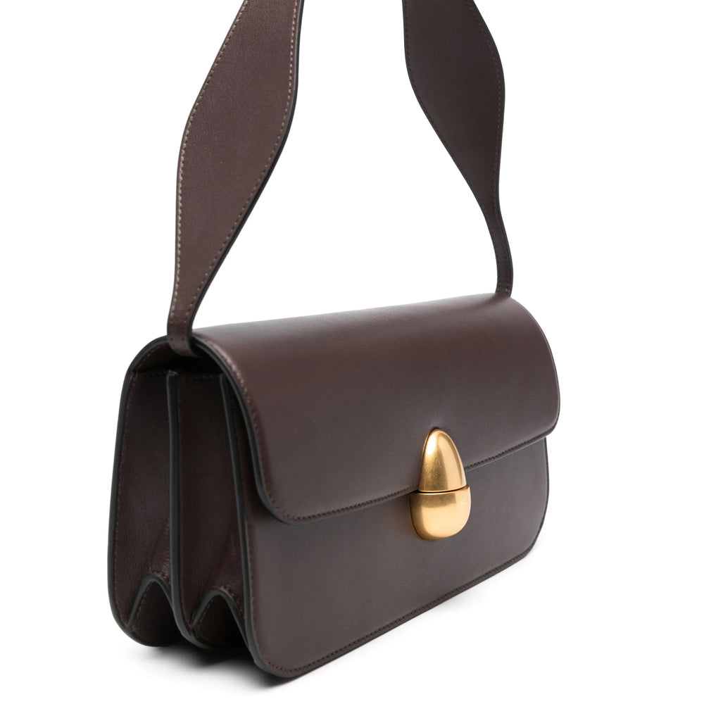 Chocolate Brown Foldover Shoulder Bag
