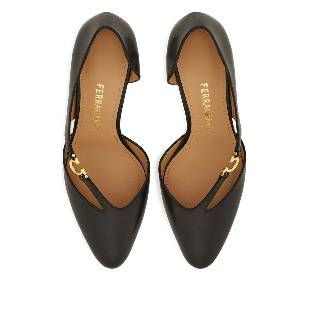 Black Leather Cut-out Pump
