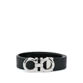 Sleek Calf Leather Belt With Silver Gancini
