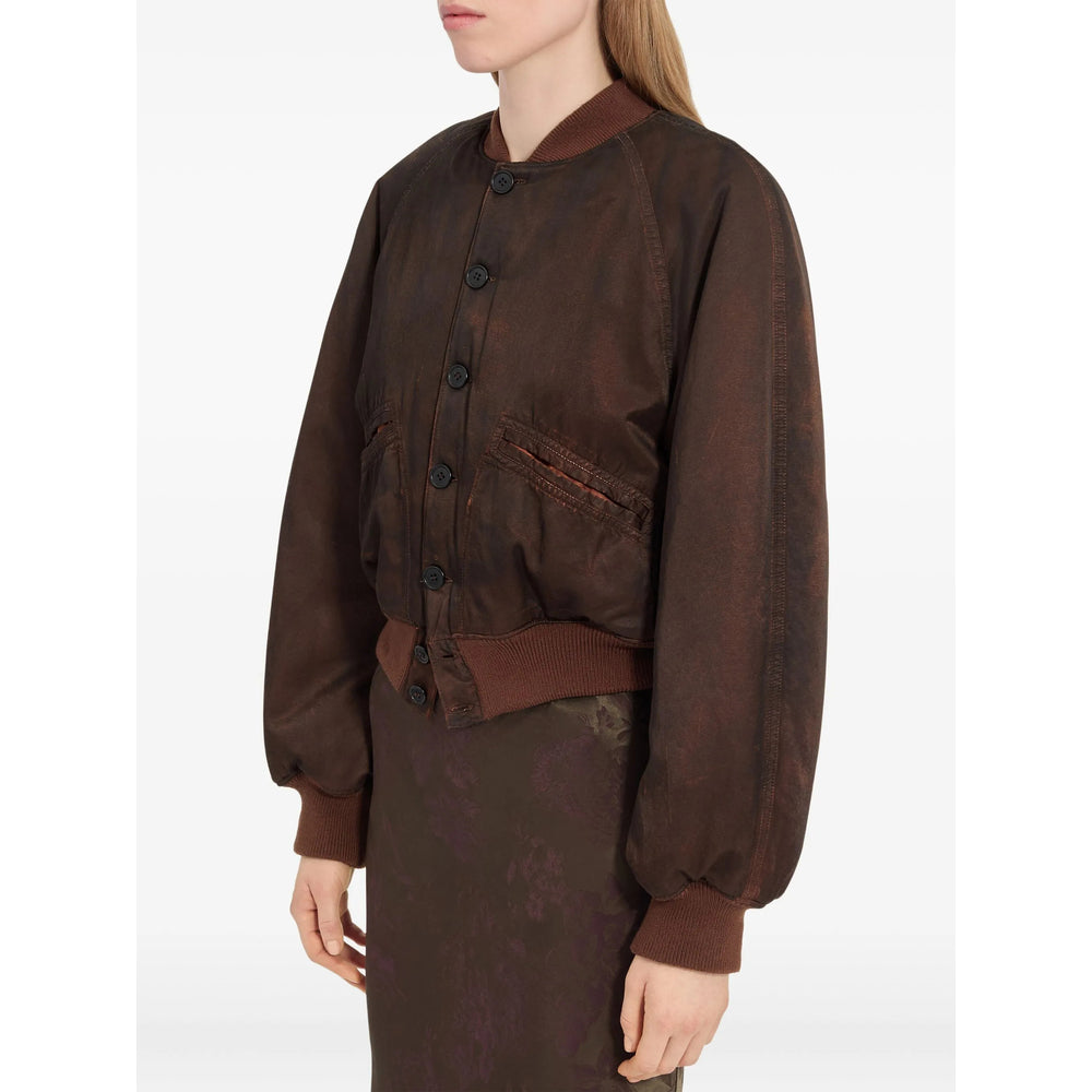 Textured Brown Leather Blouse