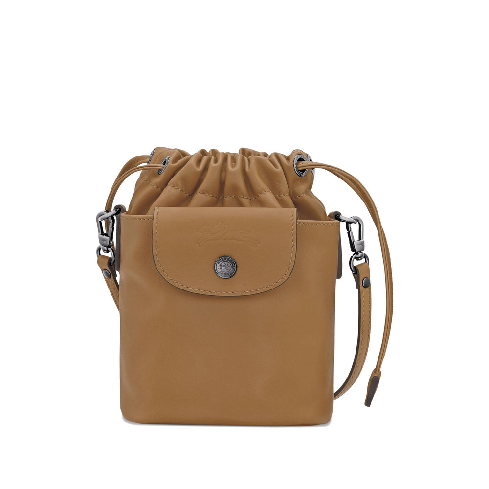 Soft Beige Leather Drawstring Pouch