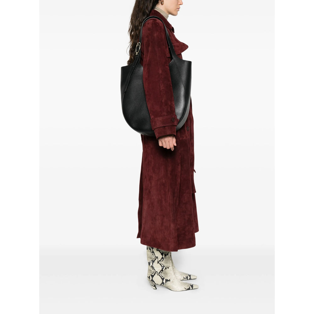 Pebbled Leather Half Moon Tote