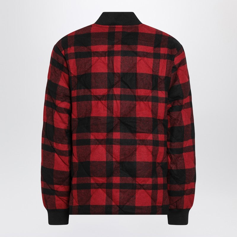 Red and black quilted check bomber