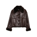 Rich Brown Leather Faux Fur Jacket