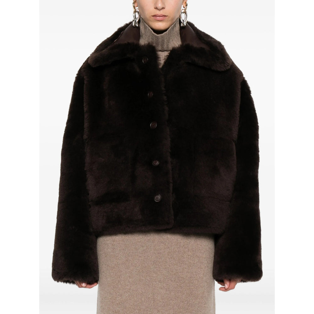 Rich Brown Leather Faux Fur Jacket