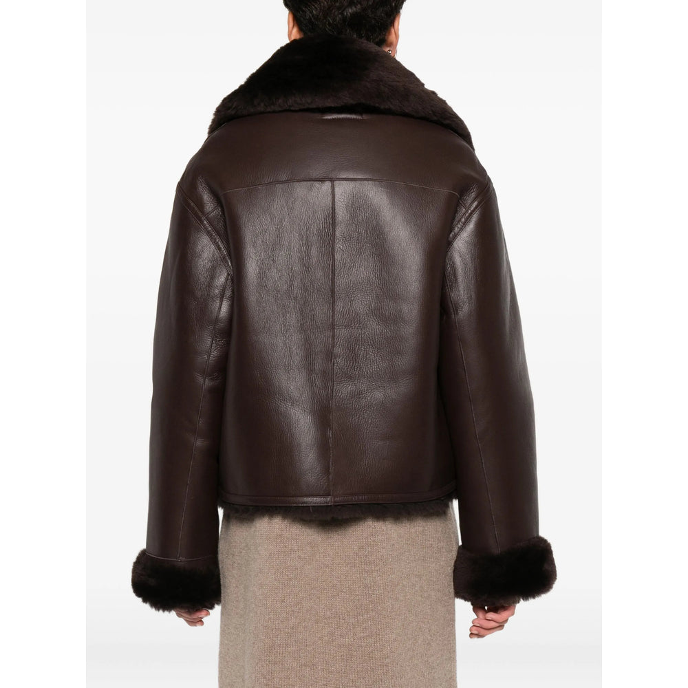 Rich Brown Leather Faux Fur Jacket