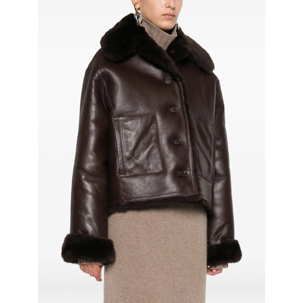 Rich Brown Leather Faux Fur Jacket