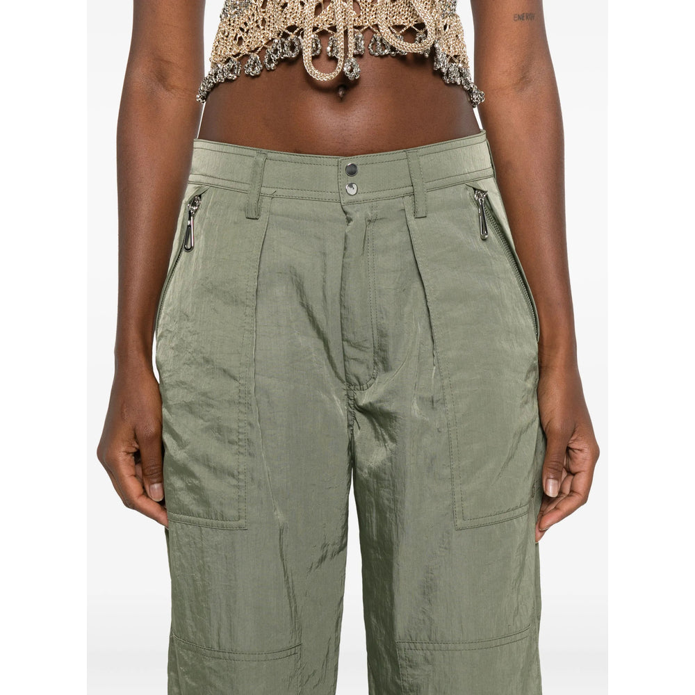 Green Pleated Polyamide Skirt