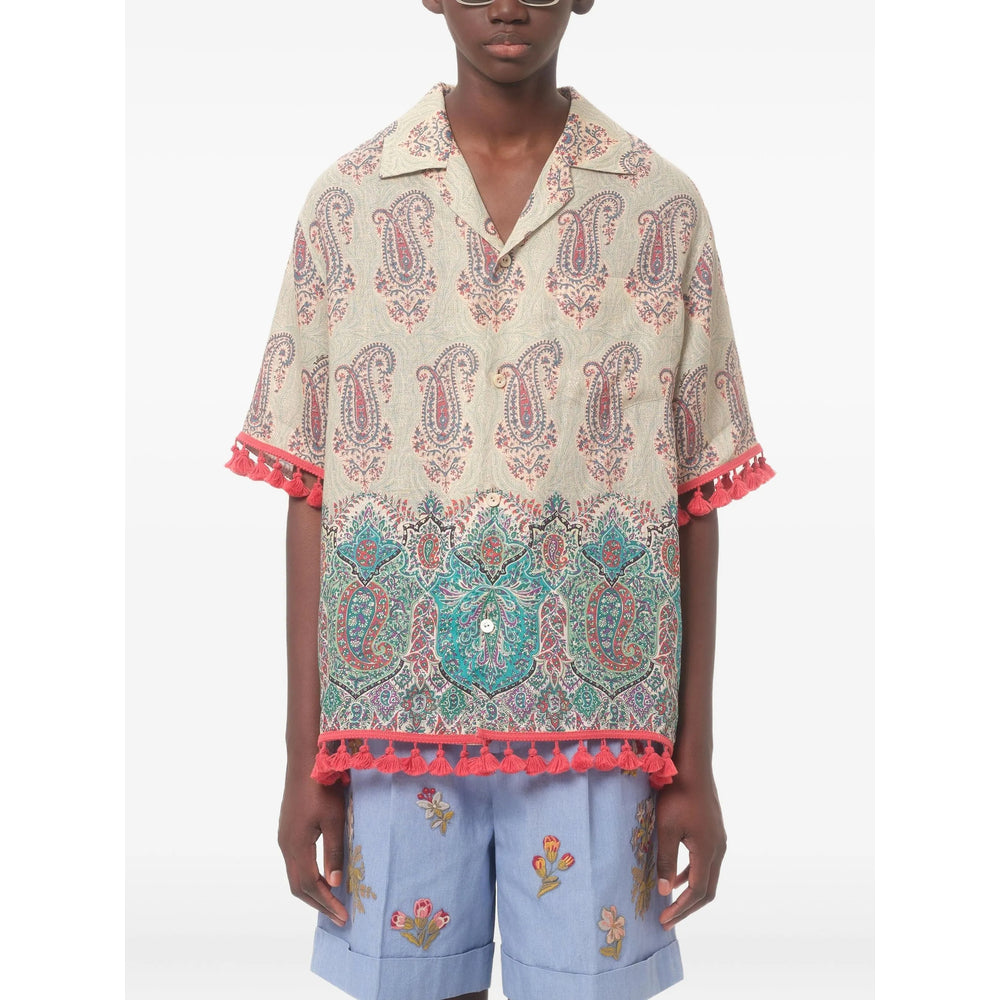Graphic Linen Top
