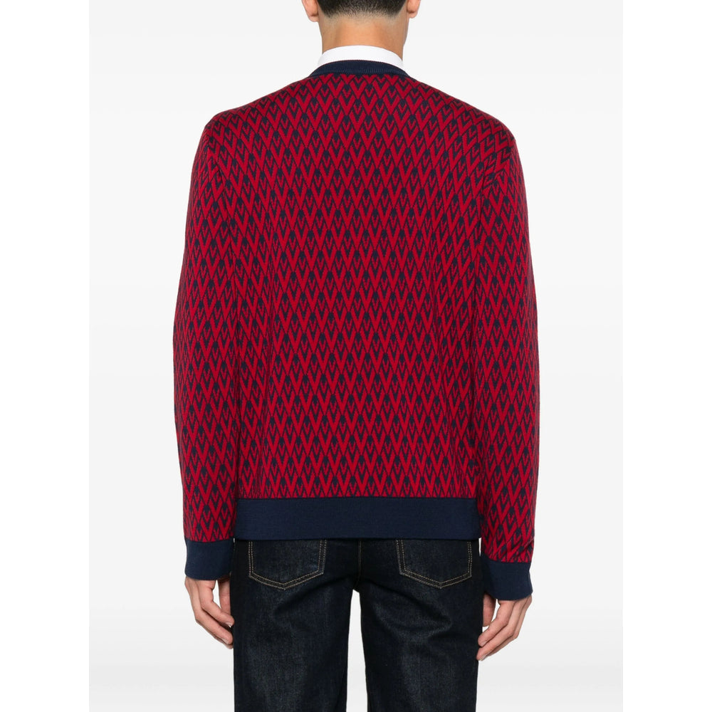 Vibrant Red Geometric Sweater
