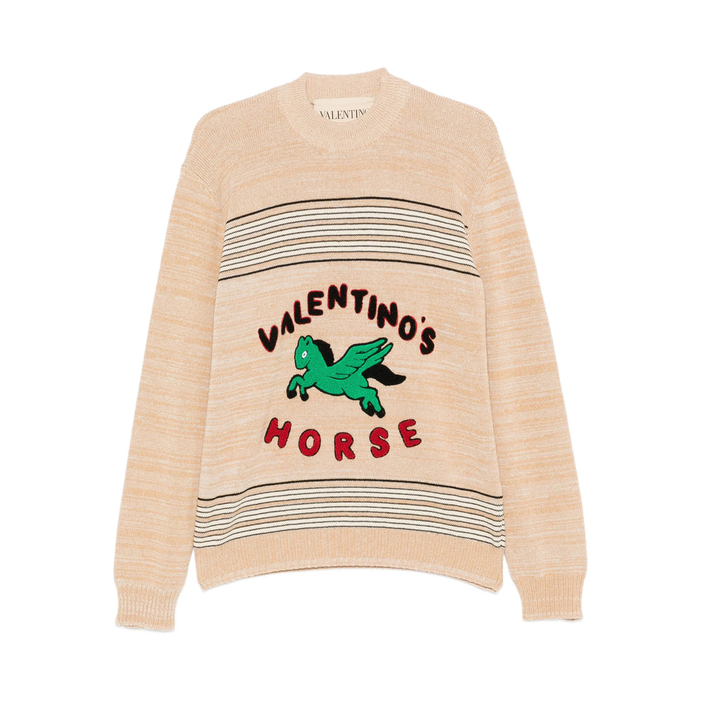 Beige Crewneck Pegasus Sweater
