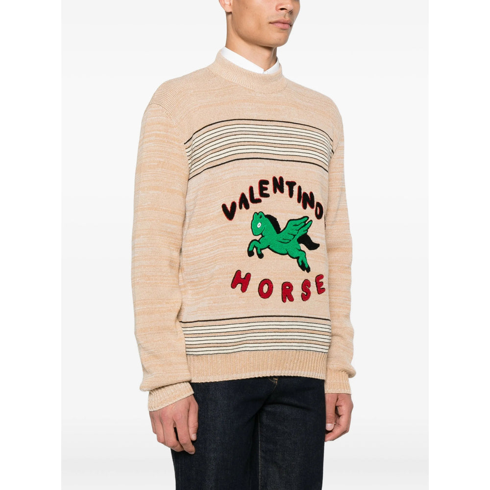 Beige Crewneck Pegasus Sweater
