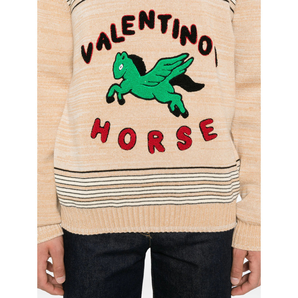 Beige Crewneck Pegasus Sweater