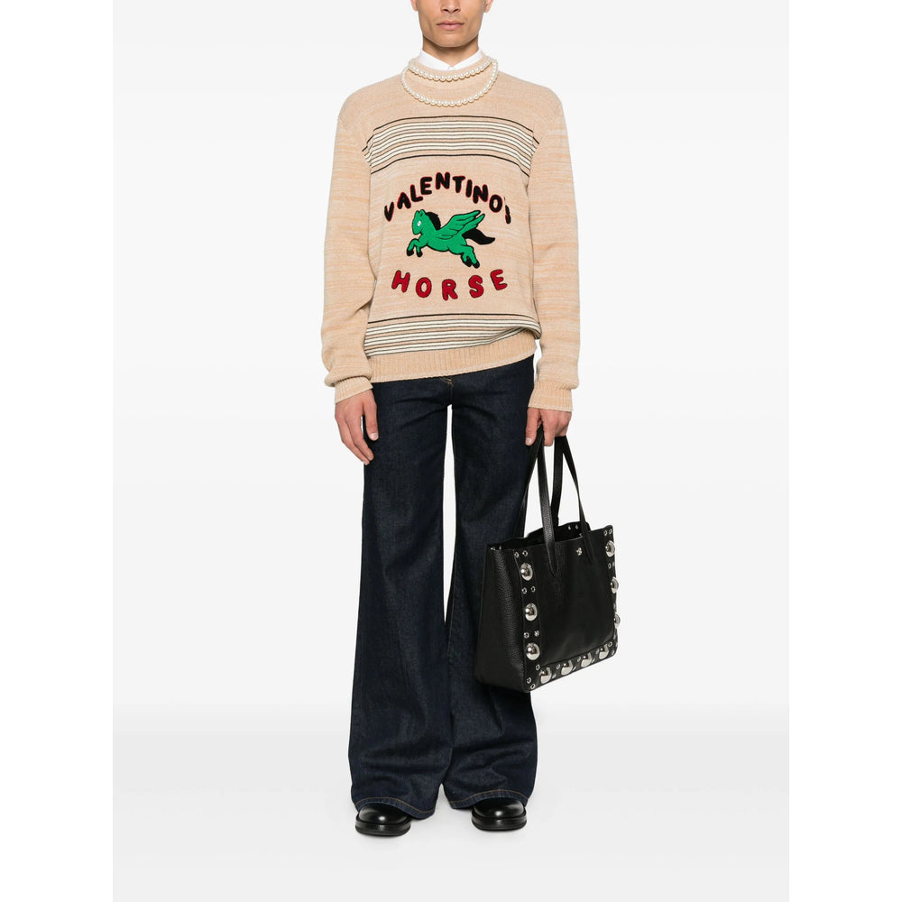 Beige Crewneck Pegasus Sweater