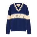 Navy Blue Jacquard Sweater