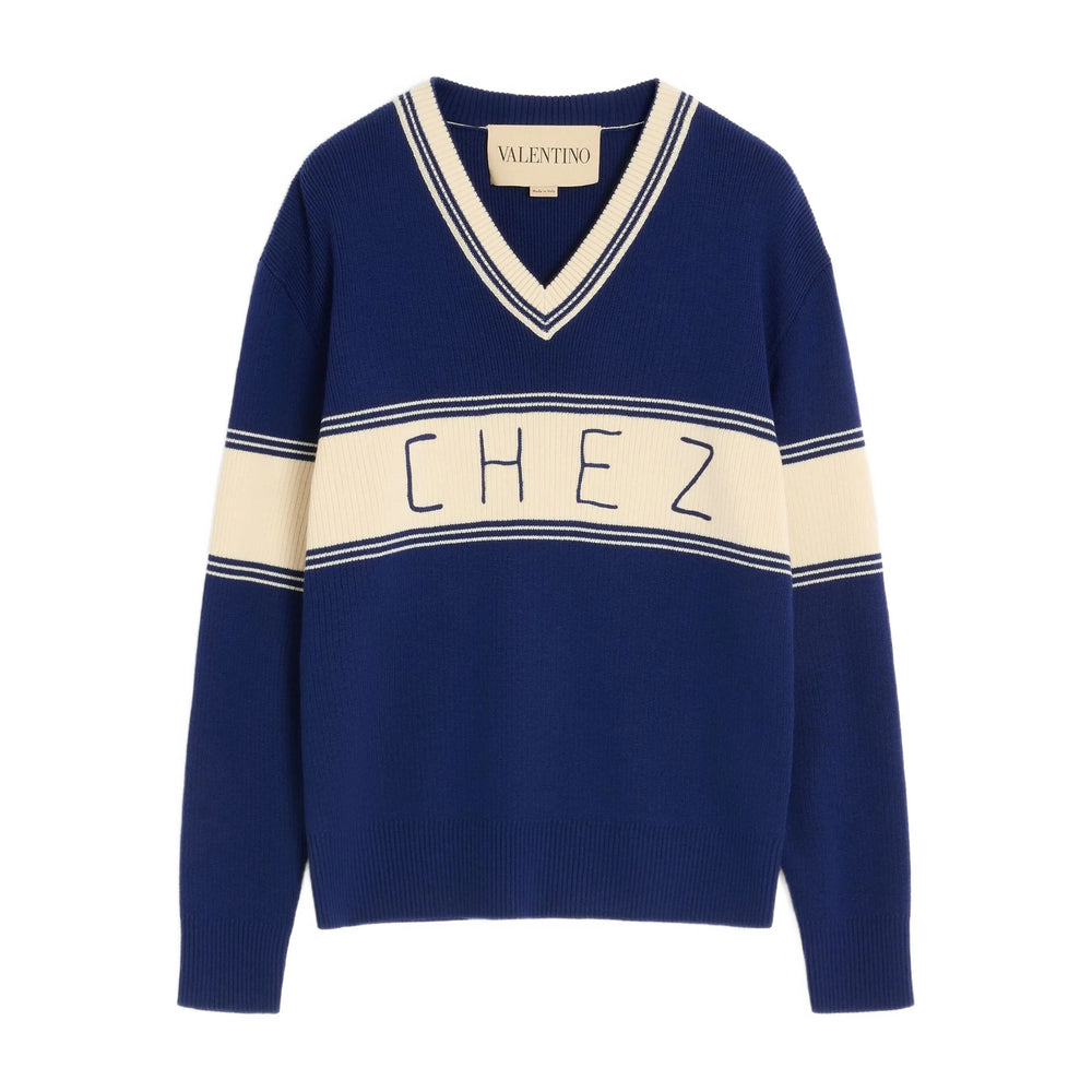 Navy Blue Jacquard Sweater