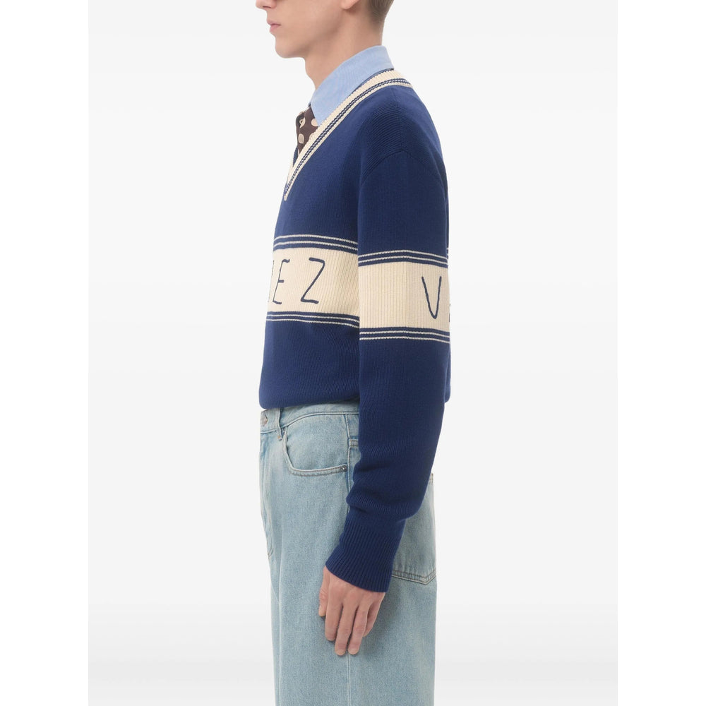 Navy Blue Jacquard Sweater