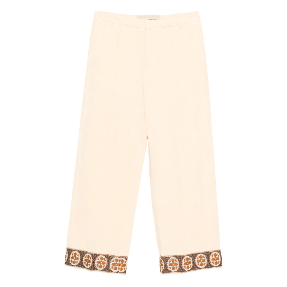 High-waisted Linen Blend Trousers