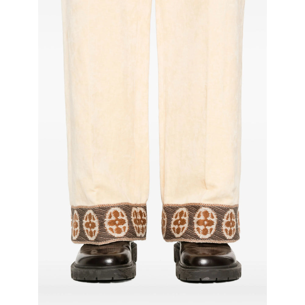 High-waisted Linen Blend Trousers