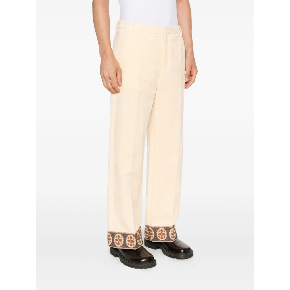 High-waisted Linen Blend Trousers