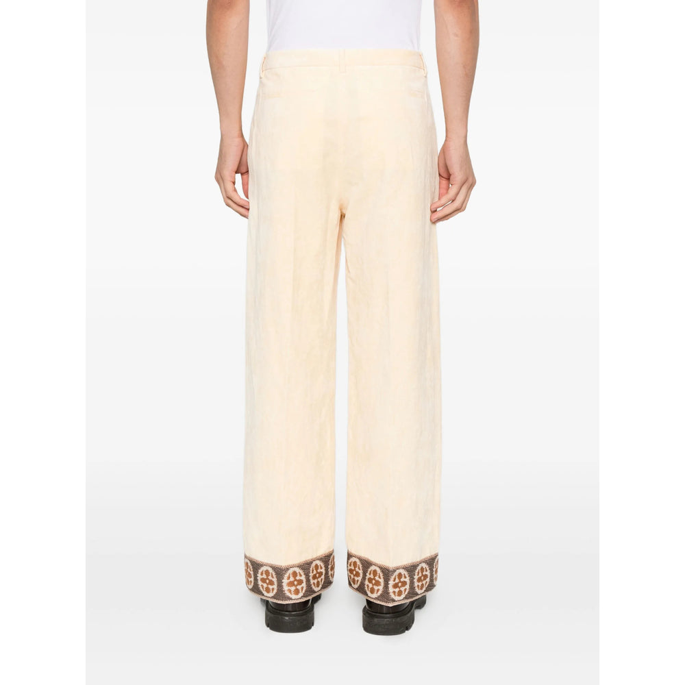 High-waisted Linen Blend Trousers