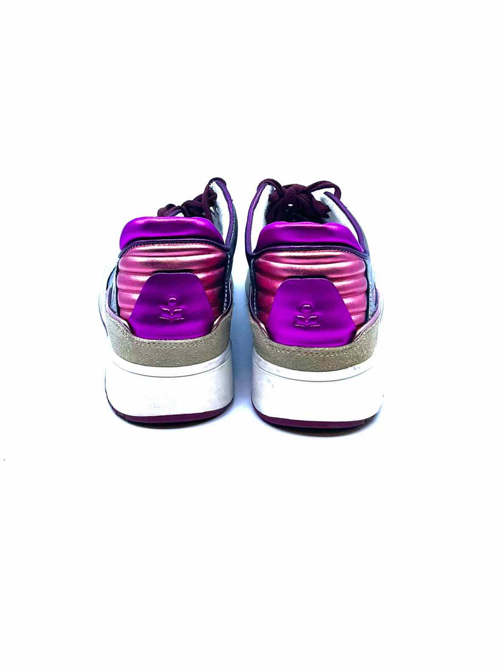 ISABEL MARANT Size 7 Silver, Pink Leather Metallic Solid Sneakers