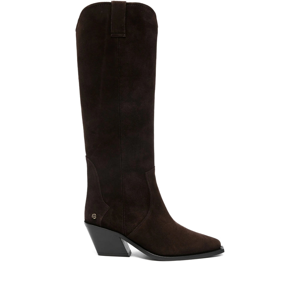 Suede Point Toe Knee Boot