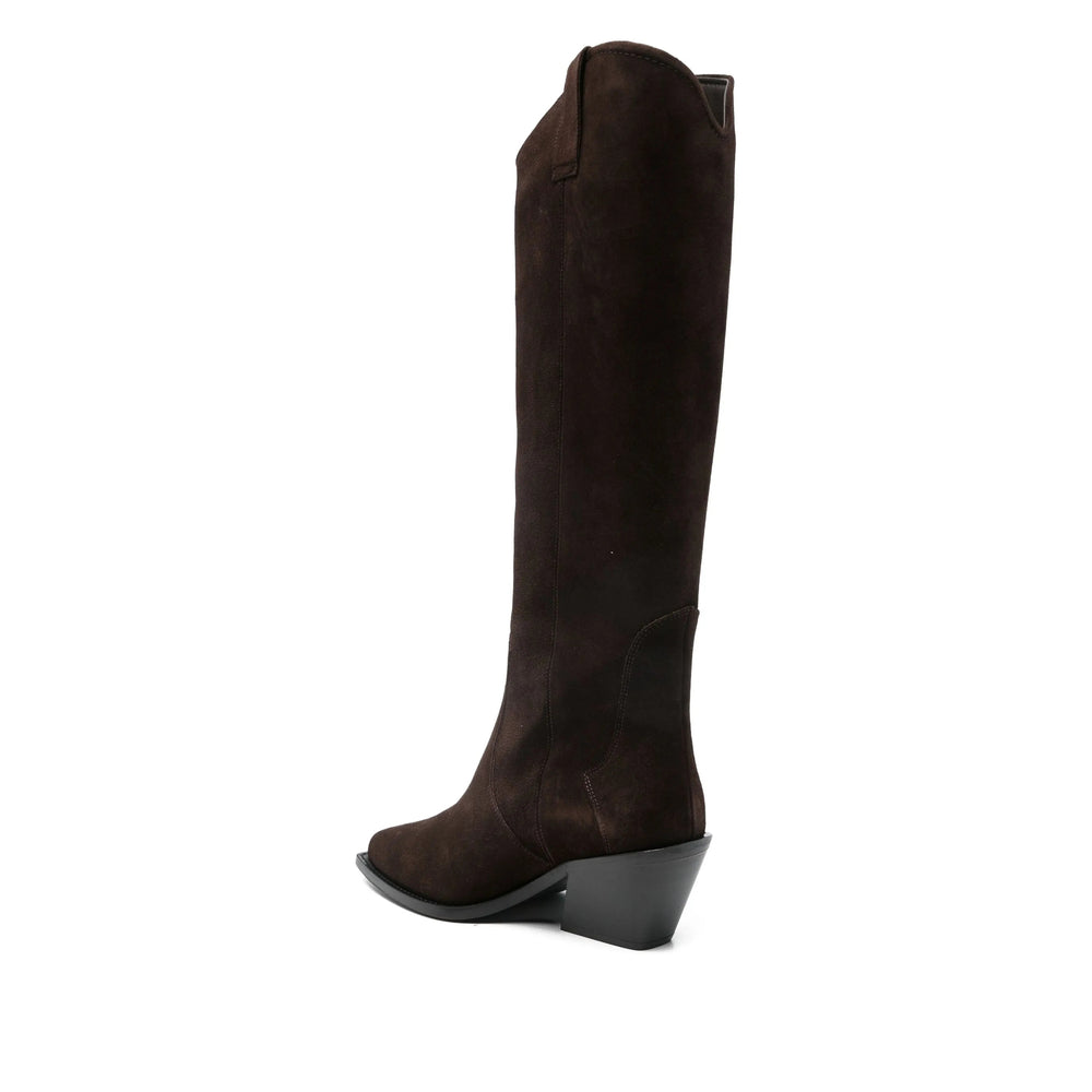 Suede Point Toe Knee Boot