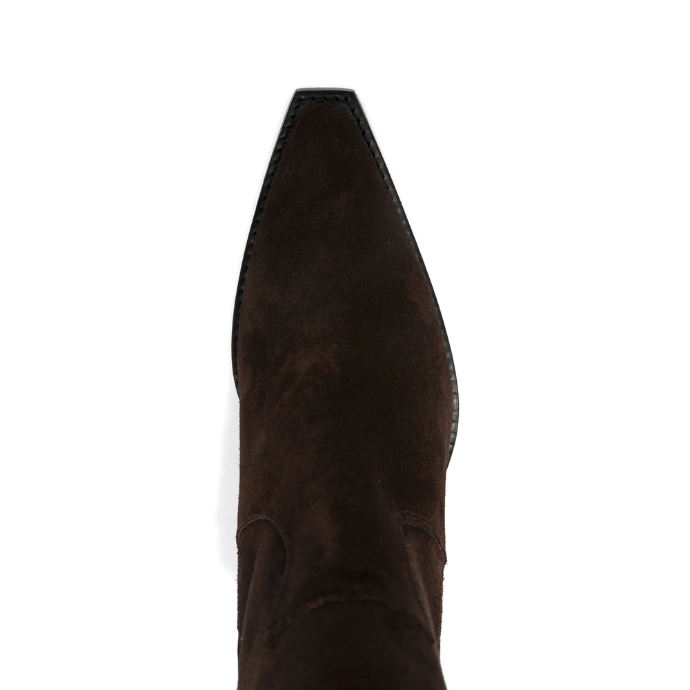 Suede Point Toe Knee Boot