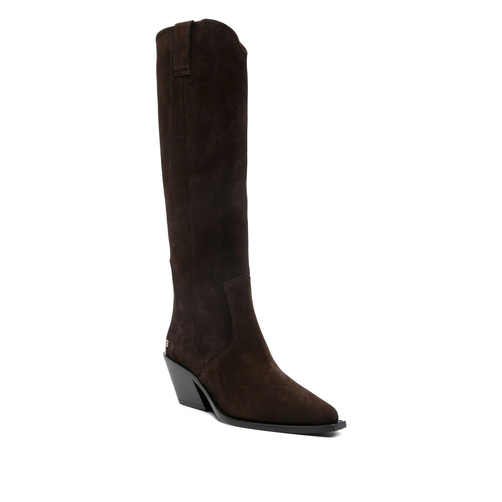 Suede Point Toe Knee Boot