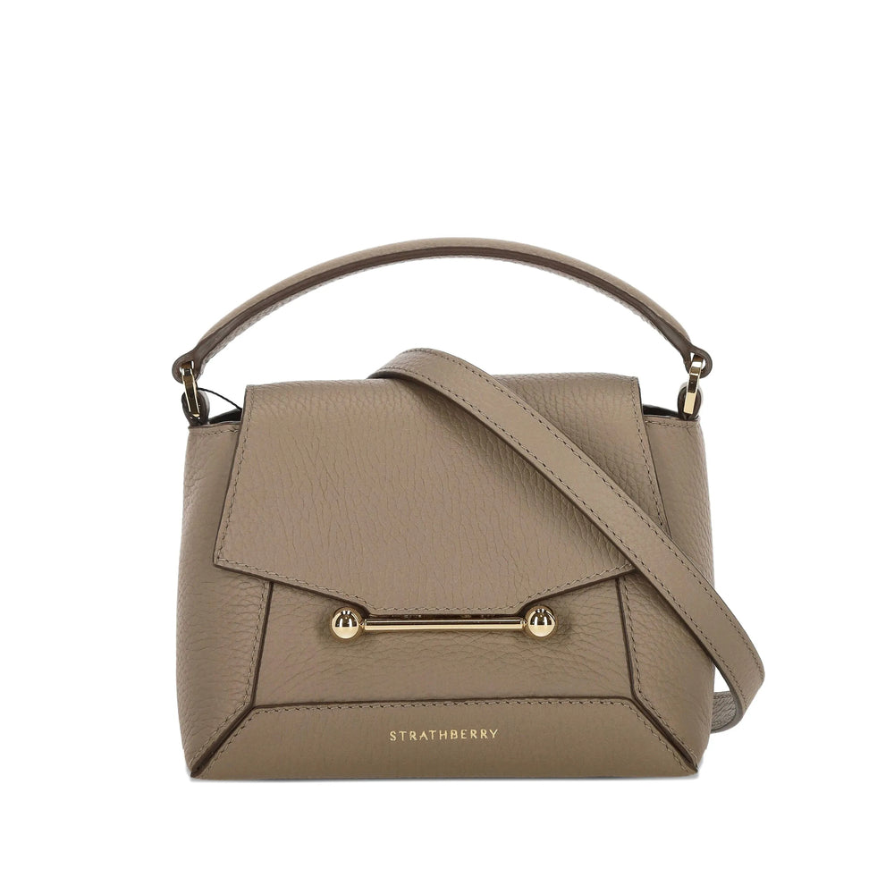 Taupe Calf Leather Shoulder Tote