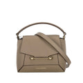 Taupe Calf Leather Shoulder Tote