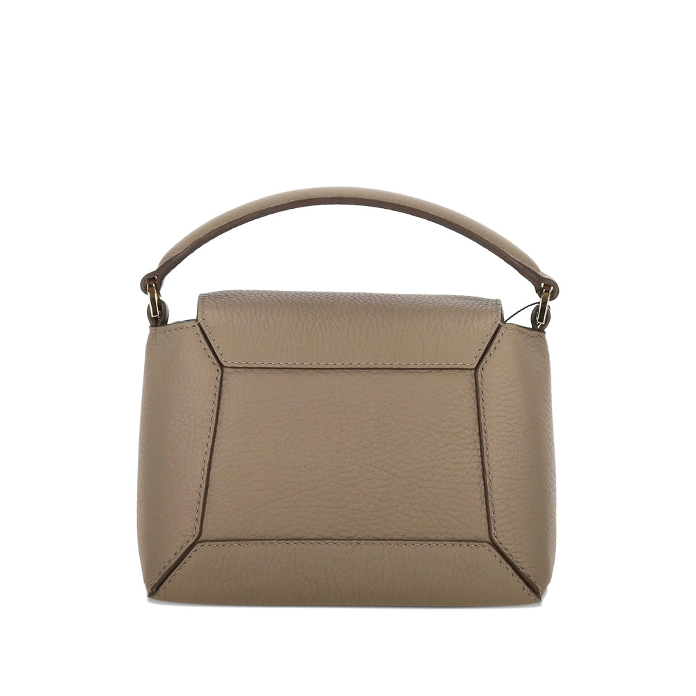 Taupe Calf Leather Shoulder Tote