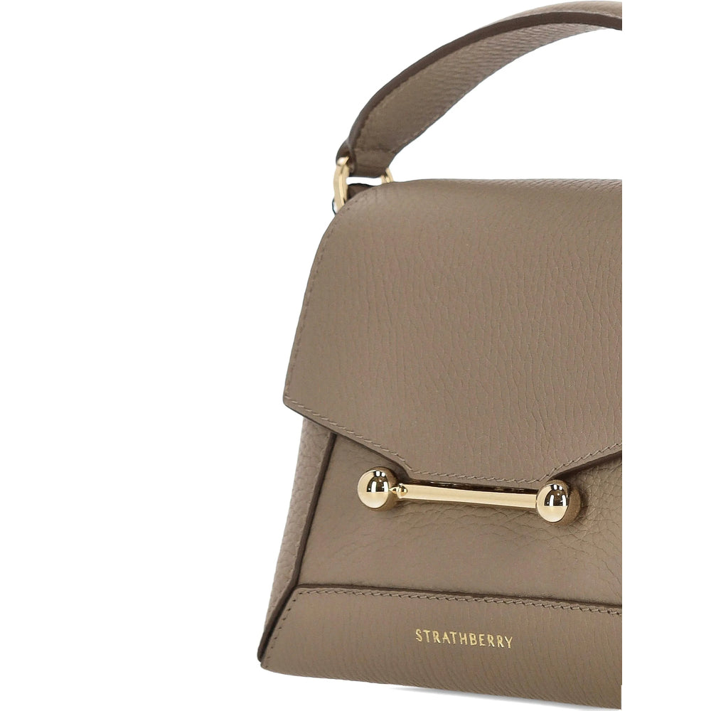 Taupe Calf Leather Shoulder Tote