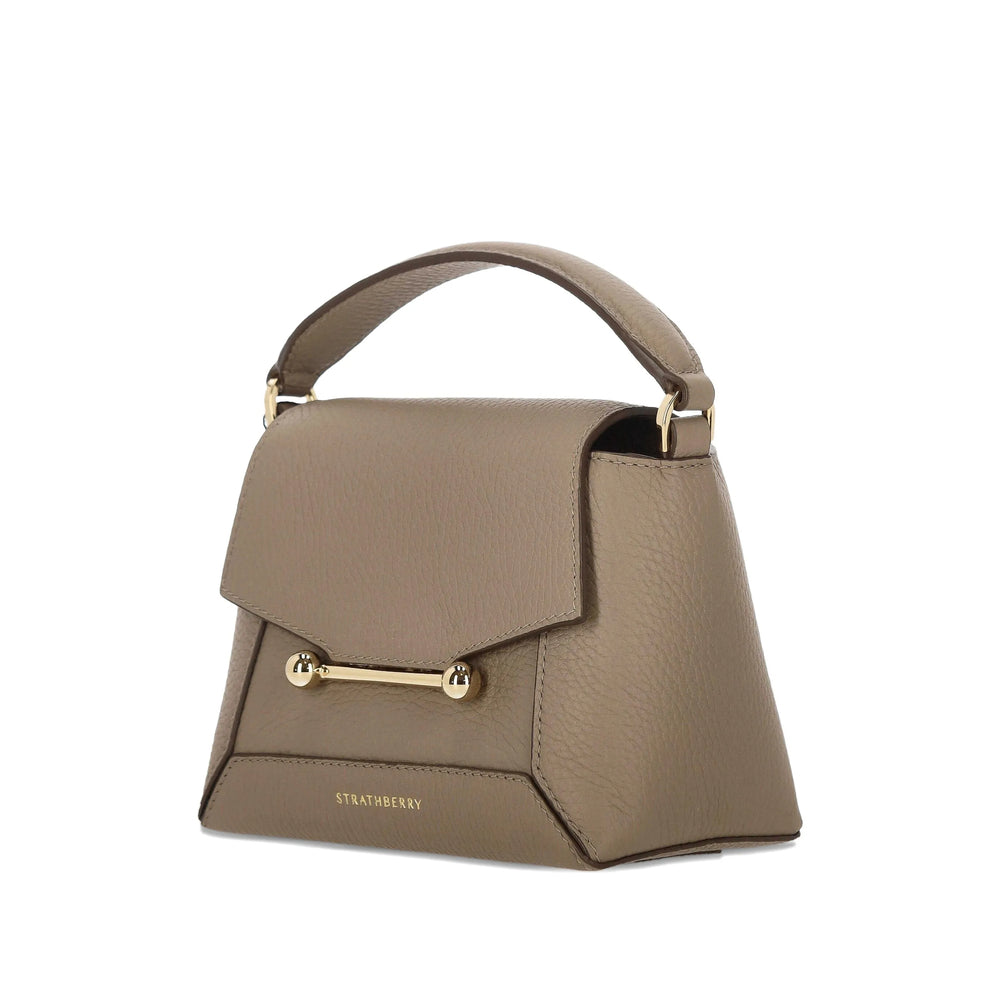 Taupe Calf Leather Shoulder Tote