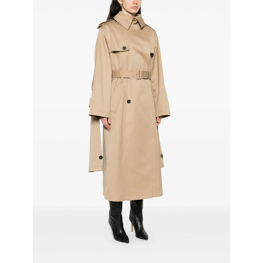 Streamlined Double Breasted Coat With Belted Waist