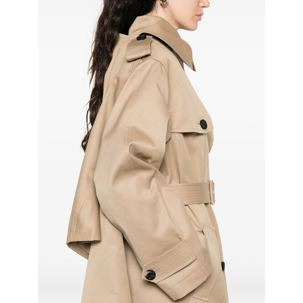 Streamlined Double Breasted Coat With Belted Waist