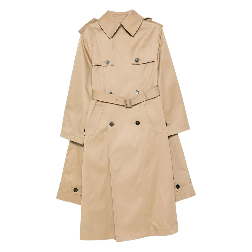 Streamlined Double Breasted Coat With Belted Waist