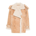 Beige Double-breasted Sheepskin Jacket