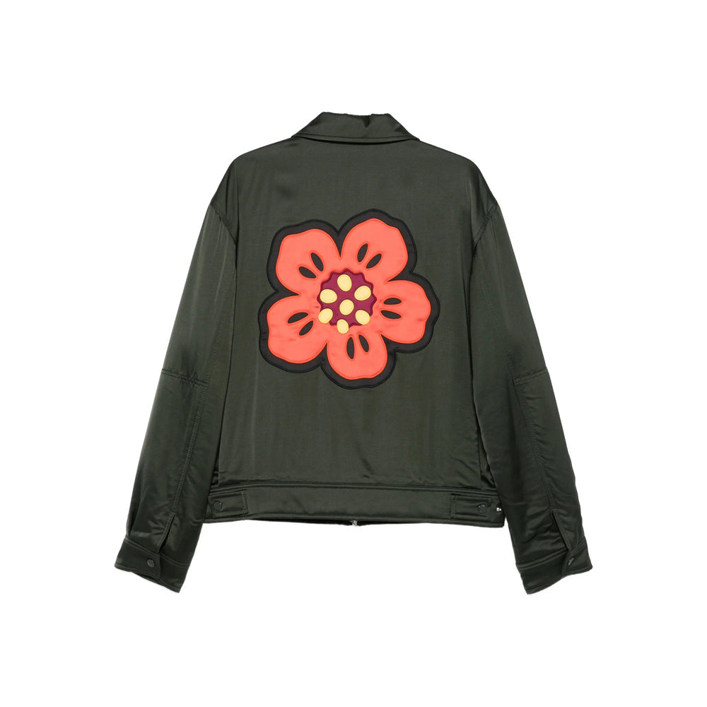 Dark Green Satin Zip Jacket