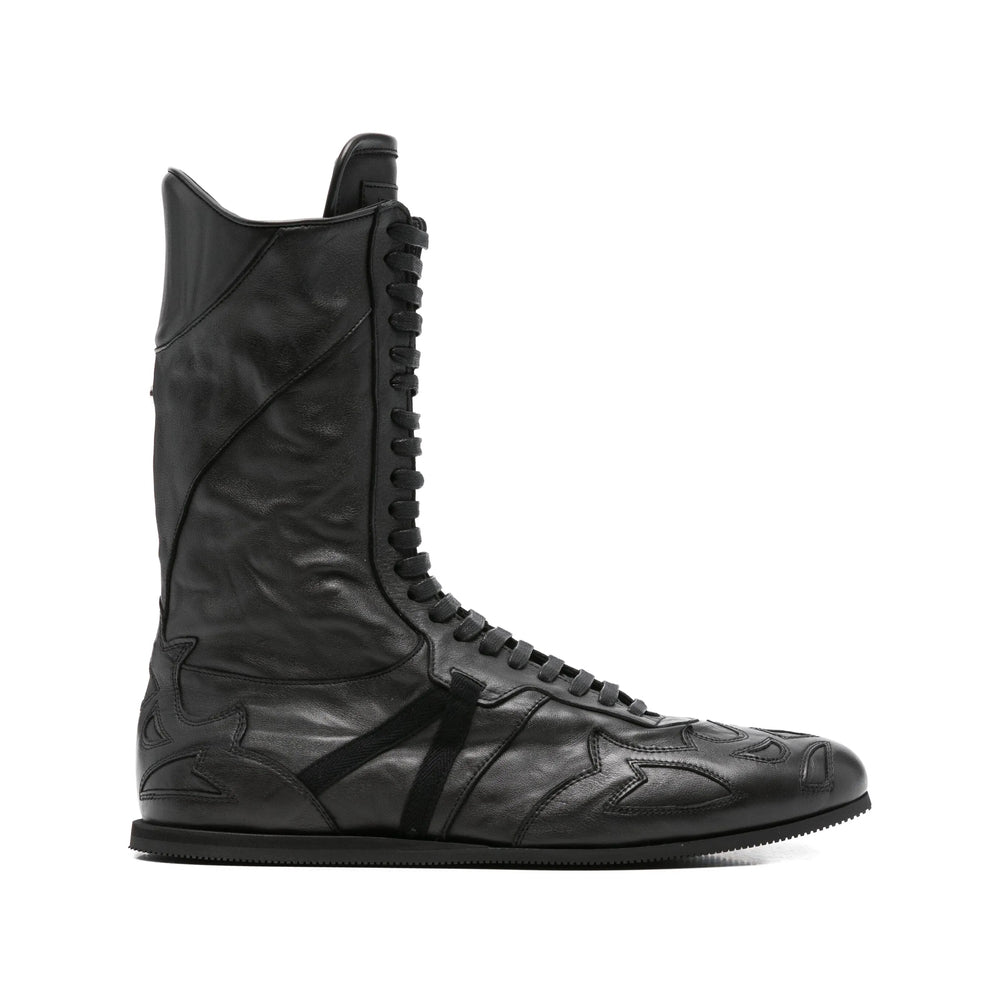 Black Leather High-top Lace-up
